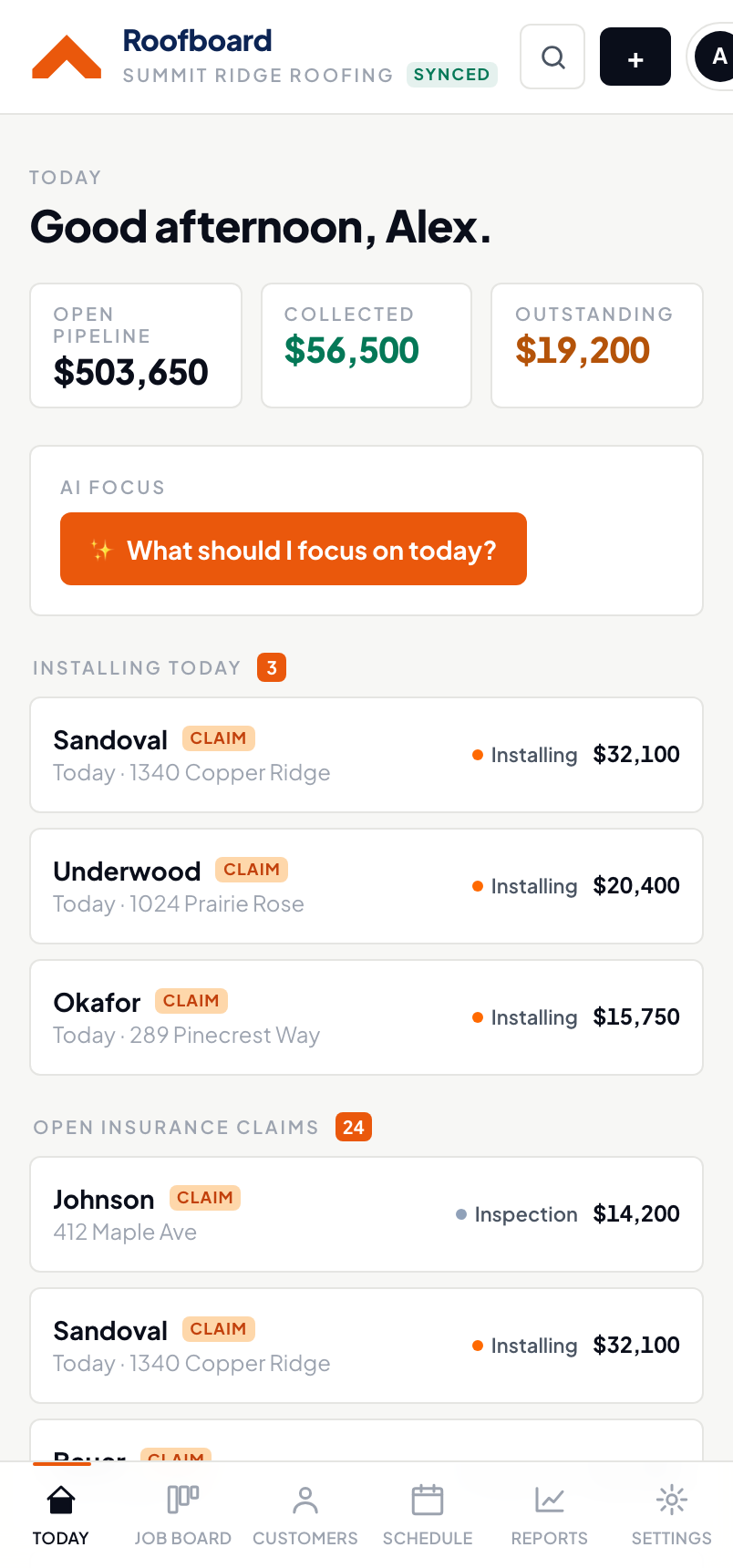 Roofboard on a phone